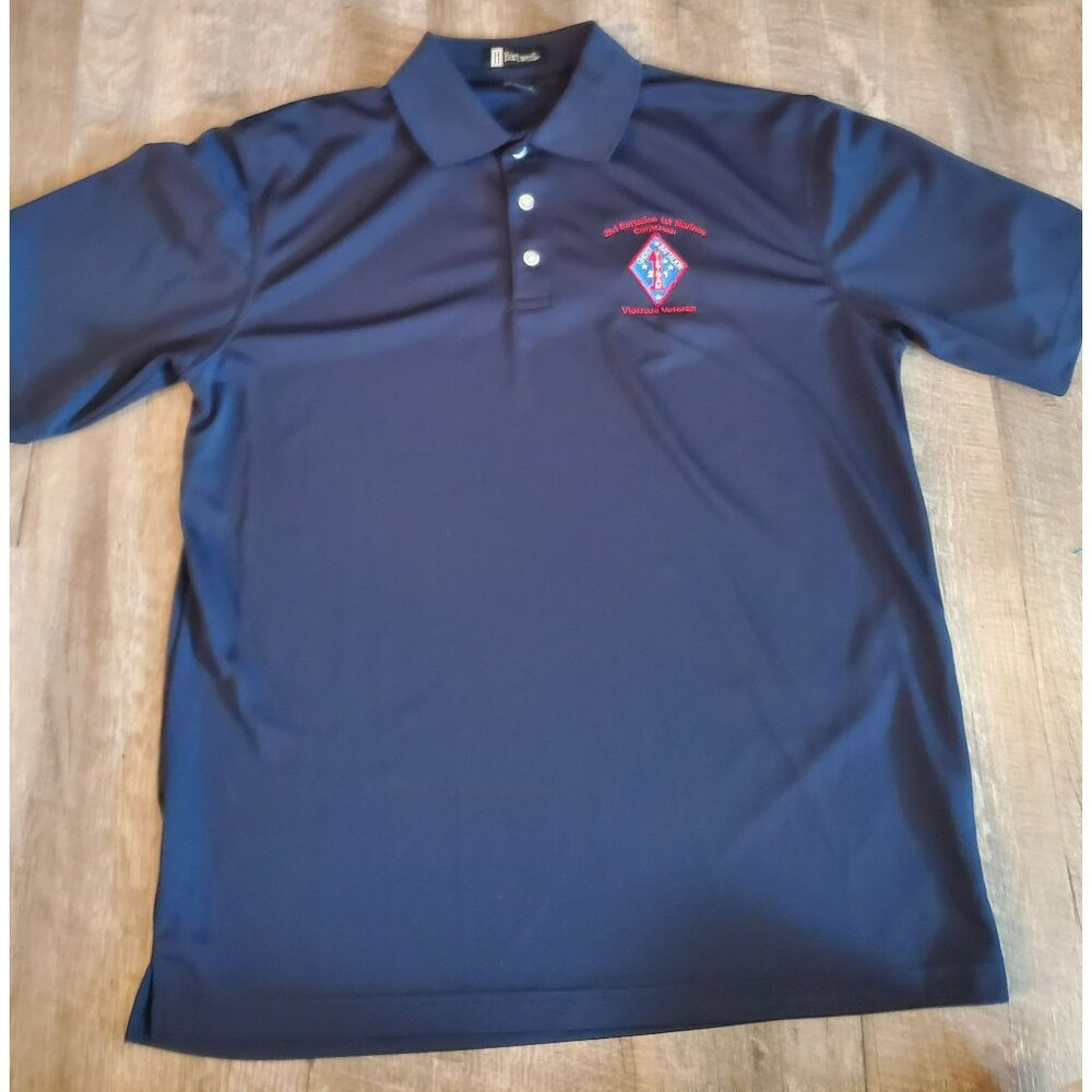 Hartwell polo Men's Large Navy/Blue Vietnam Veteran shirt - Picture 2 of 4
